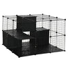 Pawhut Cage Pour Petits Animaux, 56 Panneaux Cage De Lapin Pour Chiots Avec Tapis Antiderapants, Rampes, Parc Pour Animaux De Compagnie Pour Lapin, Chinchilla, Herisson, Noir