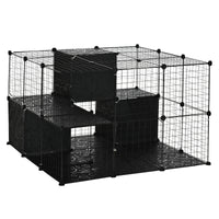 Pawhut Cage Pour Petits Animaux, 56 Panneaux Cage De Lapin Pour Chiots Avec Tapis Antiderapants, Ram