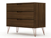 Commode Rockefeller de Manhattan Comfort de style moderne du milieu du 20e siècle avec 3 tiroirs - brune