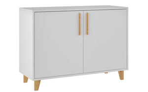 Armoire 2 côtés Herald de Manhattan Comfort de style moderne du milieu du 20e siècle avec 2 tablettes - blanche