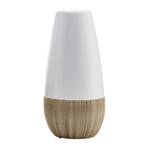 Vase deux teintes de 9 po en céramique - crème et blanc