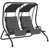 Outsunny Balancoire De Patio 3 Places Avec Auvent Reglable, Gris