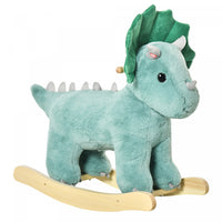 Homcom Enfants En Peluche Cheval A Bascule En Forme De Triceratops En Peluche A Bascule Avec Sons Re