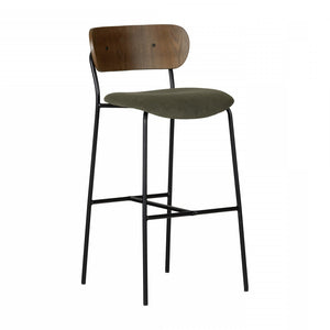 Tabouret bar Hype vert olive et brun - ensemble de 2