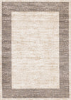 Carpette Covington beige, taupe et blanche à motif de bordure simple vieillie - 6 pi 7 po x 9 pi 10 po