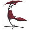 Outsunny Chaise Flottante Chaise De Balancoire De Porche D'exterieur Hamac Suspendu Siege Inclinable Avec Support En Arc Et Parasol A Auvent Rouge Vin