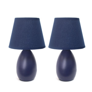 Ensemble de 2 mini lampes de table de Simple Designs en céramique en forme d’œuf - bleu