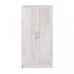 Armoire d’appoint de rangement Elite avec portes à panneaux et 3 tablettes - blanc rustique