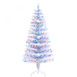 Homcom Sapin De Noel Artificiel En Fibre Optique Pre-illumine De 5 Pieds Avec 180 Branches