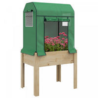 Outsunny Lit De Jardin Sureleve Avec Housse De Serre En Pe Et Doublure De Lit, Jardiniere Surelevee