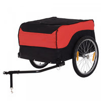 Aosom Bike Cargo Trailer Velo Porte-bagages Chariot Avec Couvercle Noir Rouge