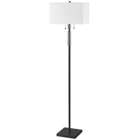 Lampe à pied Fernanda de Dainolite avec abat-jour blanc, fini noir mat et 2 ampoule