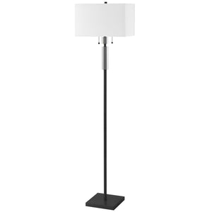 Lampe à pied Fernanda de Dainolite avec abat-jour blanc, fini noir mat et 2 ampoule