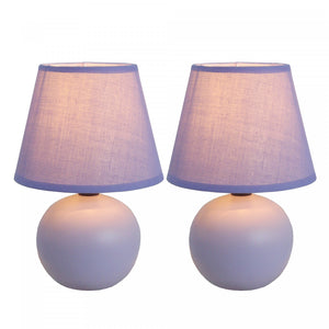 Ensemble de 2 mini lampes de table de Simple Designs à globe en céramique - violet