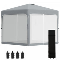 Outsunny 9.8' X 9.8' Pop Up Gazebo Tente Pliable Avec Sac De Transport Et Roues Parois Laterales En