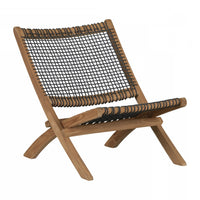 Fauteuil de détente Agave en bois et en corde tressée - naturel et gris