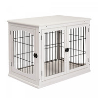 Pawhut 26'' Cage A Chien Decorative En Bois Avec Double Porte D'entree Et Un Design Simple Et Modern