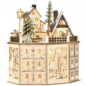 Homcom Calendrier De L'avent De Noel, Table Lumineuse Decoration De Noel