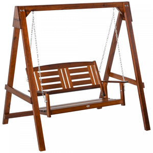 Outsunny Banc De Porche En Bois Avec Support, Causeuse, Naturel