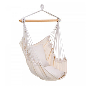 Outsunny Hamac Chair Swing Hanging Macrame Chair Coton Avec Deux Coussins De Siege Doux, Pour Chambre A Coucher Interieur Exterieur Cadeau Ideal Pour Les Enfants Amoureux Cadeau D'anniversaire Blanc