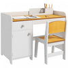 Qaba Ensemble Bureau Et Chaise Pour Enfants De 3 A 6 Ans Avec Tiroir De Rangement, Table D'etude Et Chaise Pour Enfants, Blanc