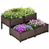 Outsunny Lot De 4 Pieces Jardiniere Sur Pieds Carre Potager 2 Etages Insert D'irrigation Inclus Plastique Brun