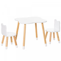 Qaba Ensemble De Table Et 2 Chaises En Bois Pour Enfants Table A Manger Pour Enfants En Forme D'ours