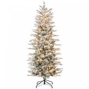 Homcom Arbre De Noel Artificiel Floque De 6 Pi Avec Lumieres Jaune