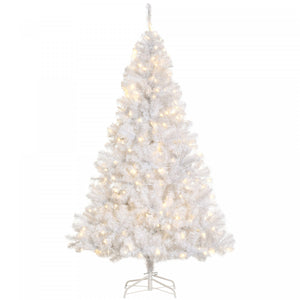 Homcom Arbre De Noel Artificiel Pre-eclaire De 6 Pieds Avec 250 Lumieres Led Blanches Chaudes Et 1000 Embouts