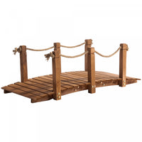 Outsunny 5ft Pont De Jardin En Bois Decoration Exterieure Pont De Bassin Passerelle Corde De Chanvre