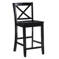 Tabouret Torino de hauteur comptoir avec dossier en X - noir