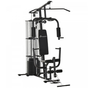 Soozier Station De Musculation Entrainement Complet Gym System Musculation Exercice Workout Station Fitness Force Machine Pour Body Training Noir