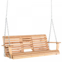 Outsunny Balancoire De Porche En Bois 3 Places Avec Table Basse Pliante