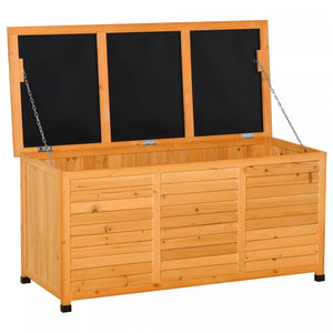 Outsunny Boite De Terrasse En Bois 75 Gallons, Conteneur De Stockage Exterieur Avec Espace D'aeration Et Finition Anti-intemperies, Jaune