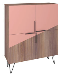 Petite armoire décorative Beekman de Manhattan Comfort avec 4 tablettes - brune et rose