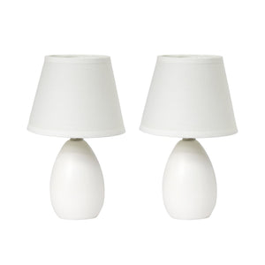 Ensemble de 2 mini lampes de table de Simple Designs en céramique en forme d’œuf - blanc
