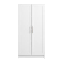 Armoire d’appoint de rangement Elite avec portes à panneaux et 3 tablettes - blanche