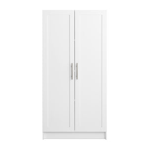 Armoire d’appoint de rangement Elite avec portes à panneaux et 3 tablettes - blanche