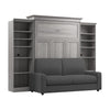 Grand lit escamotable Versatile de Bestar de 115 po (L) avec sofa et organisateurs de garde-robe - gris platine