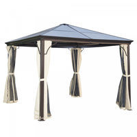 Tonnelle Pavillon De Jardin Impermeable 4 Parois Laterales Anti-uv 4 Moustiquaires Panneaux Polycarb