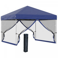 Outsunny Tente De Fete Escamotable 10' X 10' Avec Sac A Roulettes, Bleu