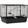 Pawhut Cage Petit Animal Habitat Interieur Cage Pour Cochons D'inde Hamsters Chinchillas, Avec Accessoires Bouteille D'eau Balcon Rampe Plat De Nourriture, 31.5
