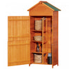 Outsunny Abri De Jardin En Bois, Armoire De Rangement D'outils Exterieurs ,unite Verrouillable Avec Double Porte Et 3 Etageres De Rangement De Pneus