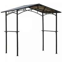 Outsunny 8' X 5' Gazebo De Grill Bbq D'exterieur Gazebo Auvent Avec Etageres Laterales Pc Toit Alumi