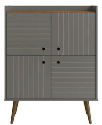 Armoire décorative Bogart de Manhattan Comfort de style moderne du milieu du 20e siècle - grise et naturelle