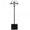 Outsunny Lampadaire Solaire A 3 Tetes Led Avec Jardiniere, Piles Applicables Incluses, Noir