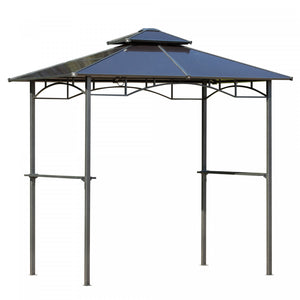 Outsunny 8' X 5' Barbecue Grill Gazebo Tente Exterieure Bbq Auvent Avec Tablettes Laterales Double Couche Pc Toit Aluminium