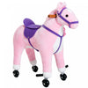 Poney De Marche Pour Enfants Qaba Cheval A Bascule Peluche Sonore Hennissement Du Cheval Avec Roue Cadeau Enfant 110lb Capacite De Poids Rose