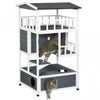 Pawhut Condo Pour Chats En Bois Massif A 4 Etages Avec Espace Pour Bac A Litiere