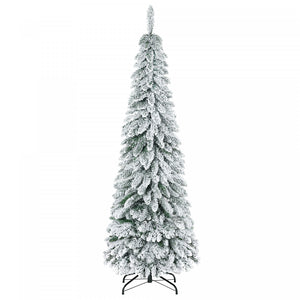 Homcom Sapin De Noel Fin Artificiel De 6 Pi Avec Base En Acier Et Neige